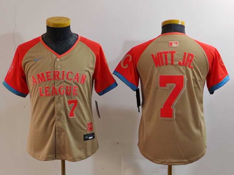 Youth Kansas City Royals #7 Bobby Witt Jr Number Cream 2024 All Star Limited Stitched Jersey->2024 mlb all-star->MLB Jersey